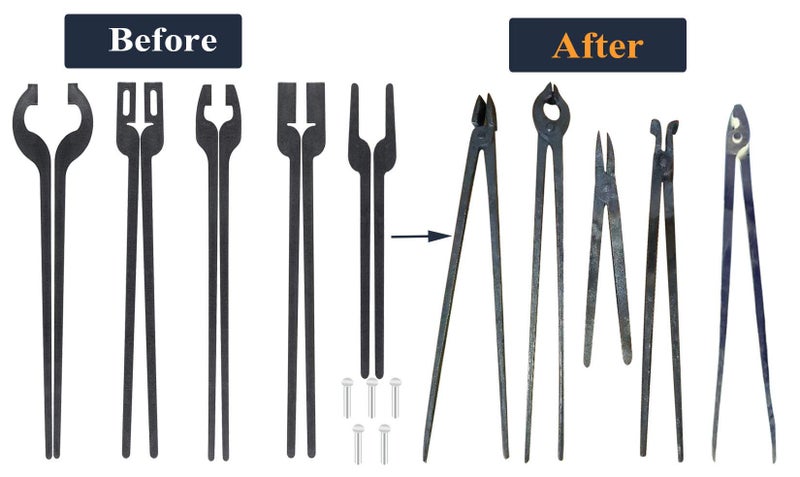 Alvade DIY Rapid Tongs Bundle Set 5 Type of Tong Bundles Set Comes with Rivet for Blacksmith Beginner - Image 3